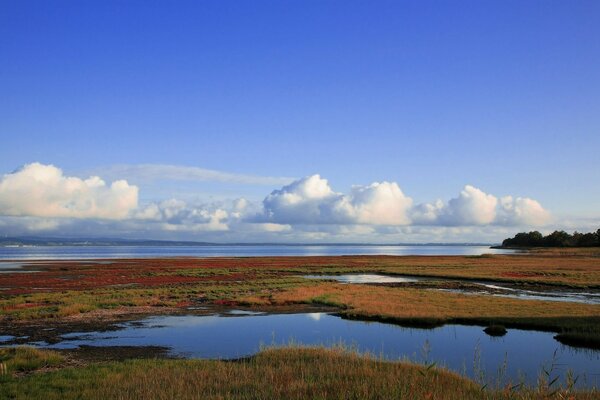 Lago y cielo al aire libre