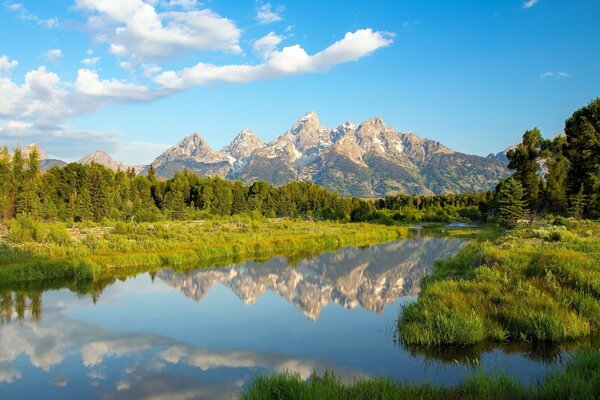 Reflejo de la belleza de la naturaleza en el lago espejo