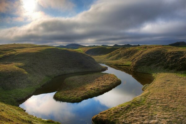 Mysterious river through mountain ranges