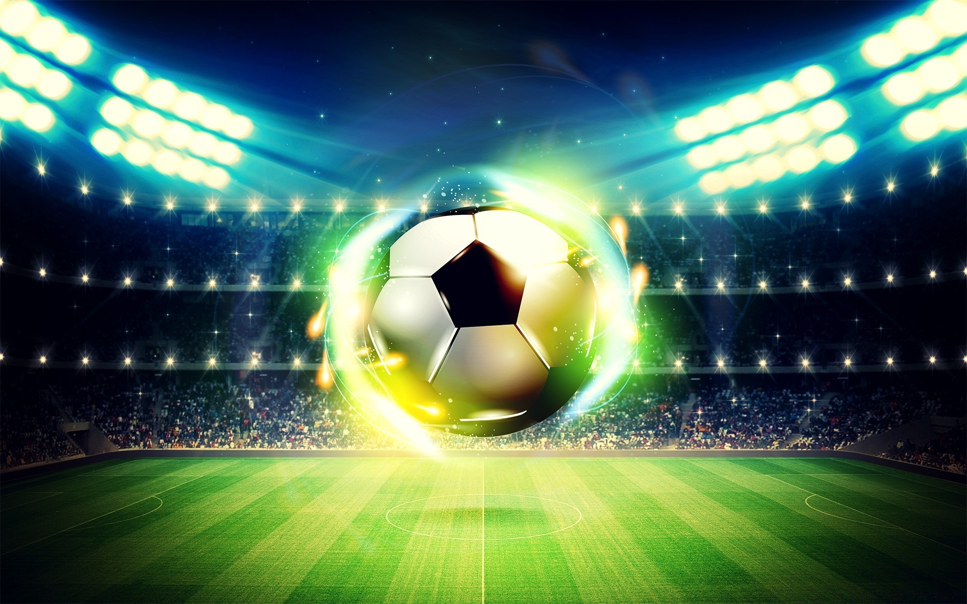 football soccer ball stadium spotlight goal light field music club match stage competition championship