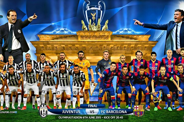 Football between Barcelona and Juventus in the 2015 final