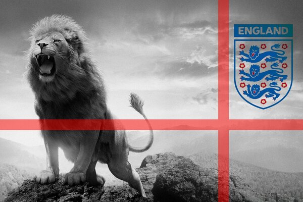 Drapeau, armoiries et symbole (Lion) de l équipe d Angleterre de football