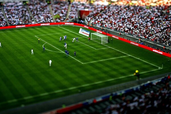 Full stands at a football match