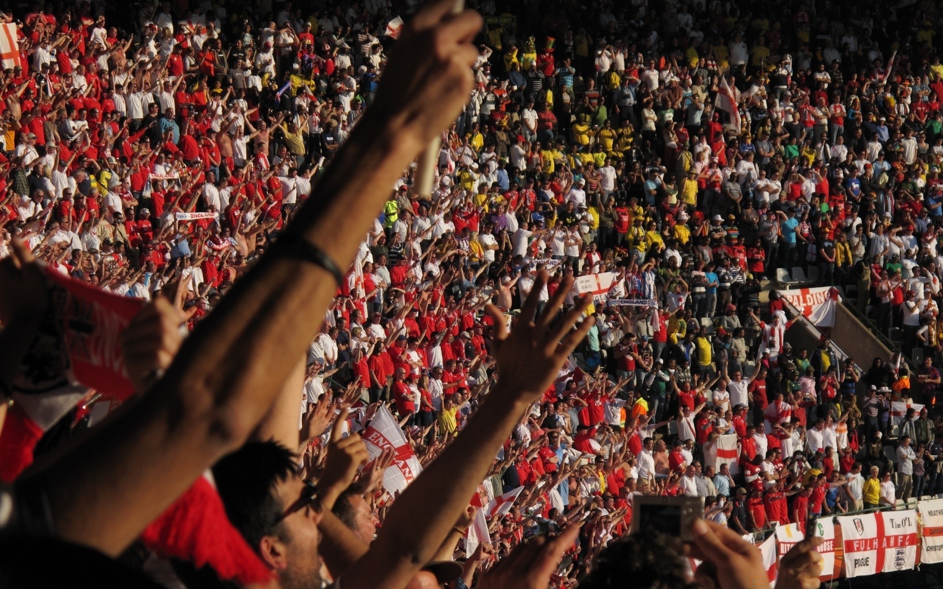 football crowd many competition audience sports fan stadium soccer group spectator athlete festival flag victory man rally game grandstand celebration