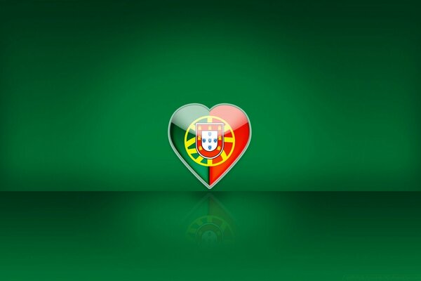 Bandera en forma de corazón sobre fondo verde