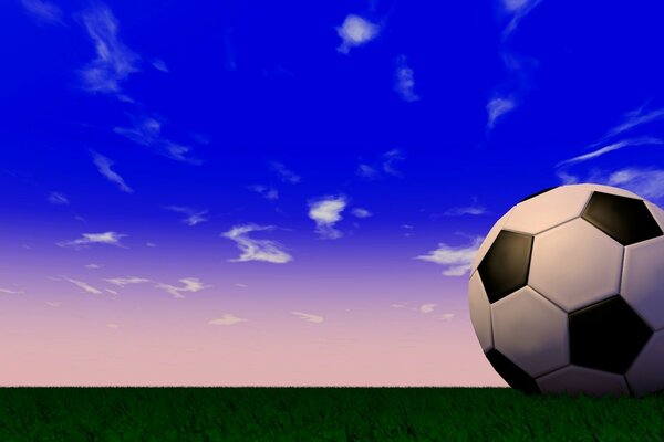 Soccer ball on the sky background