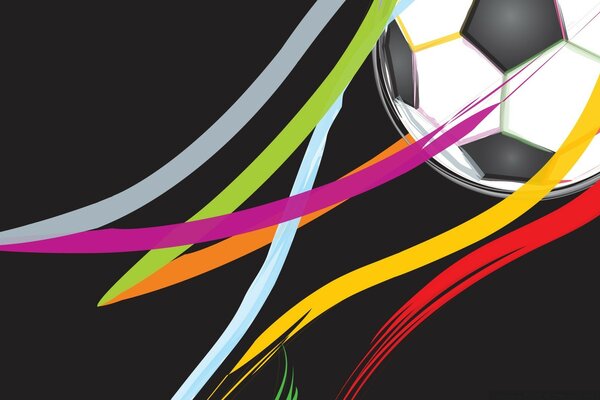 A ball flying up and colorful ribbons