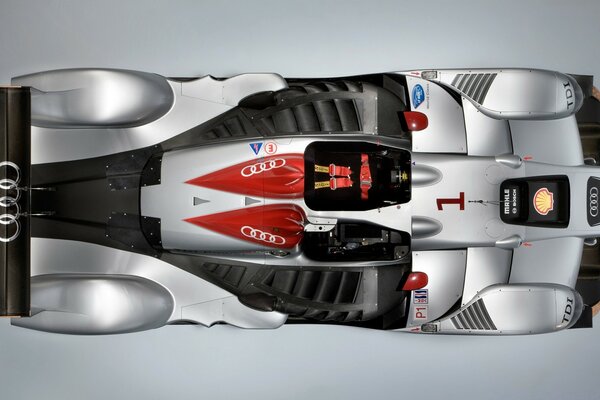 Photo of a racing car from above