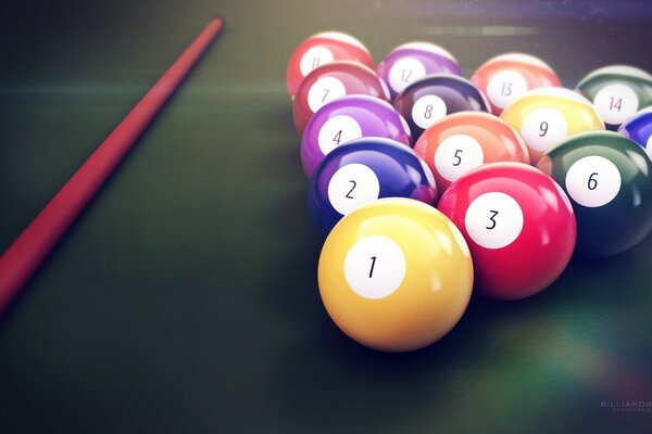 Baguette et boules de billard