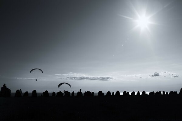 Sportfliegen im offenen Himmel