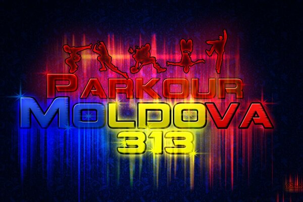 Emblema parkour Moldova 313 su sfondo scuro