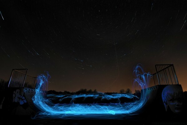 Skate park under the starry sky