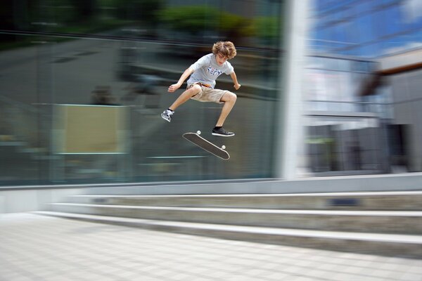 Fast movements of a person on a skateboard