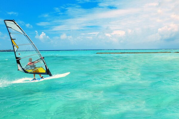 Sailing on turquoise water