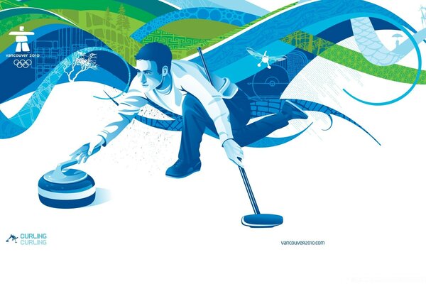 Illustrazione con lo sport di curling