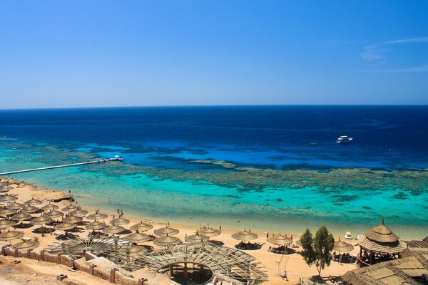 Relaxing on a sandy beach by the sea