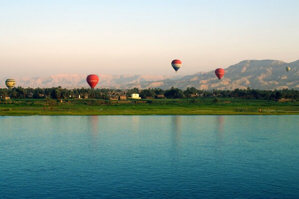 On balloons in the sky over Africa