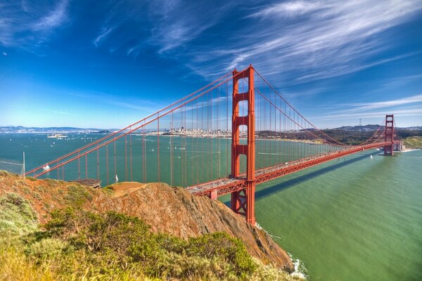 Suspension long bridge in America