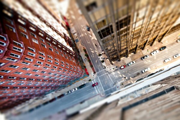 Top view of the streets of a big city