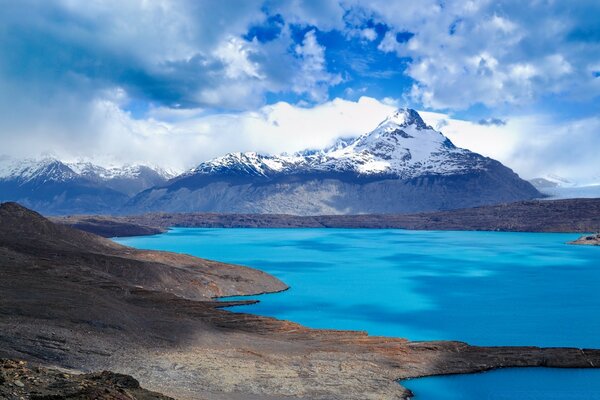 A small lake high in the mountains