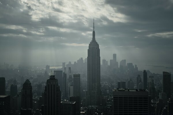 Amerika. Stadt der Wolkenkratzer am Abend