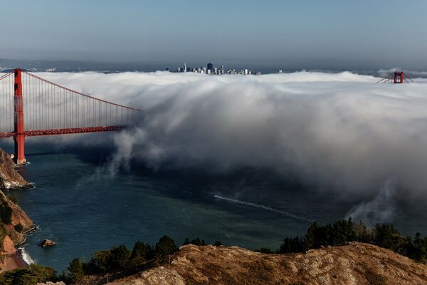 Beautiful view of the bridge on the edge of the cliff