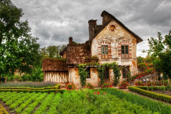 Zweistöckiges Haus mit großem Garten