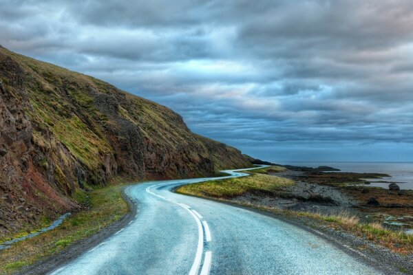 The road goes into the sky and mountains