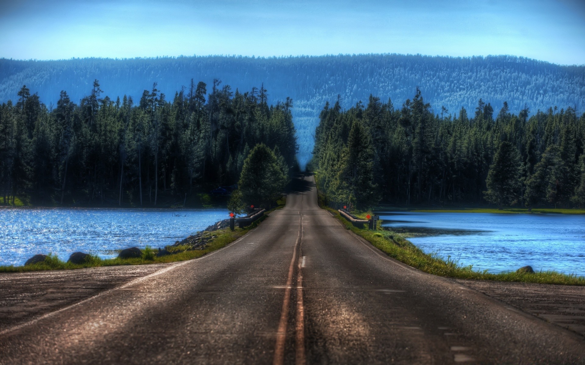 america tree landscape road wood scenic nature lake guidance sky daylight travel mountain outdoors reflection highway water conifer