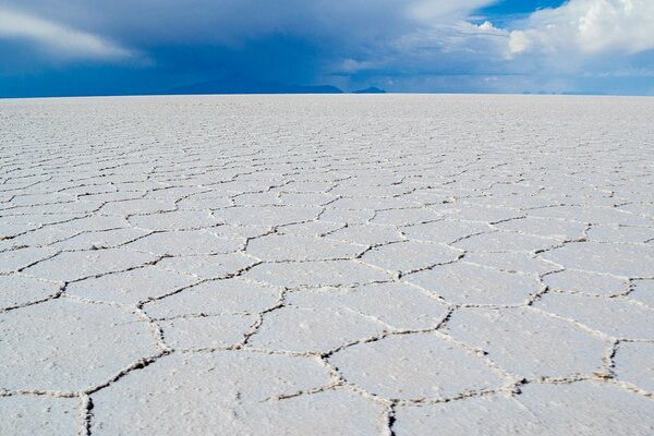 Kilometers of cracked earth in the desert