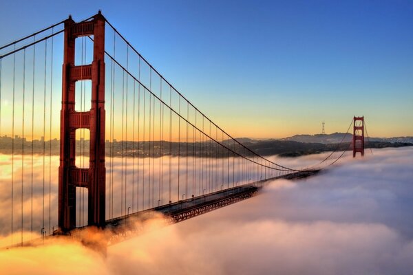 A long bridge in the fog picture