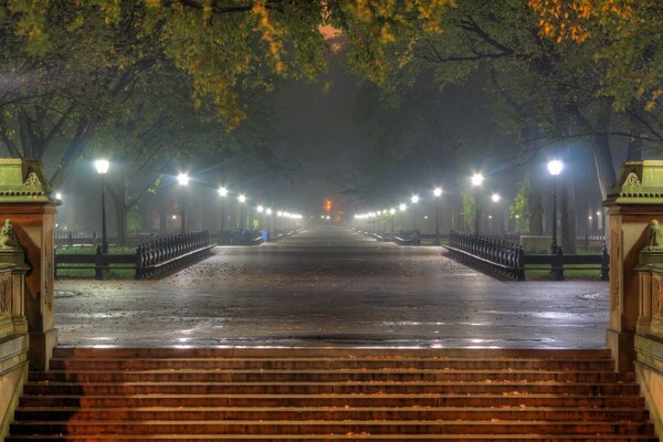 Night alley in an American city