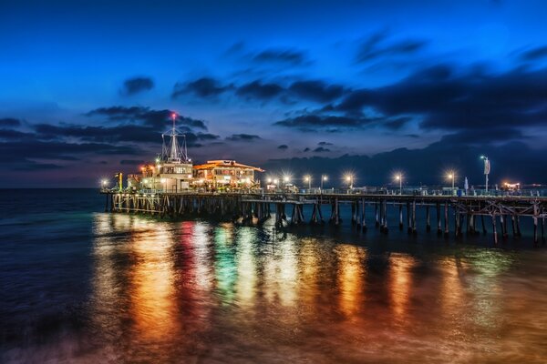 Sea sunset on the pier