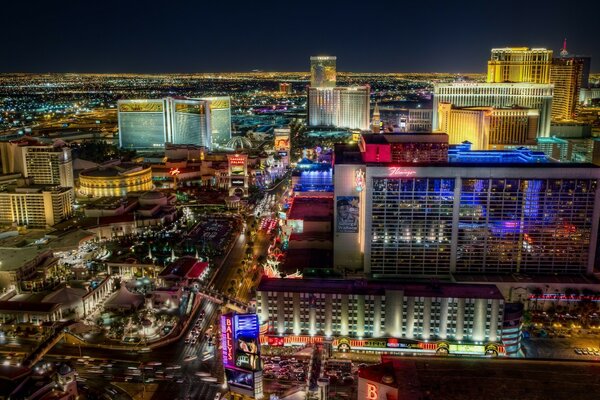 Night city from a bird s-eye view