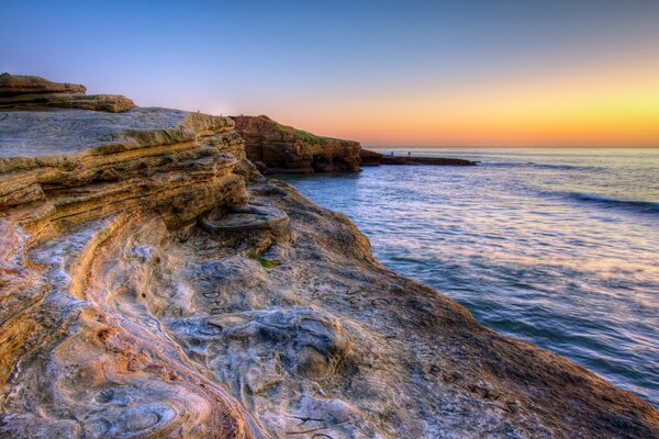 America. Ocean. Sunset and reflection