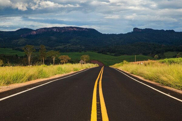 Routes en Amérique. Route vide