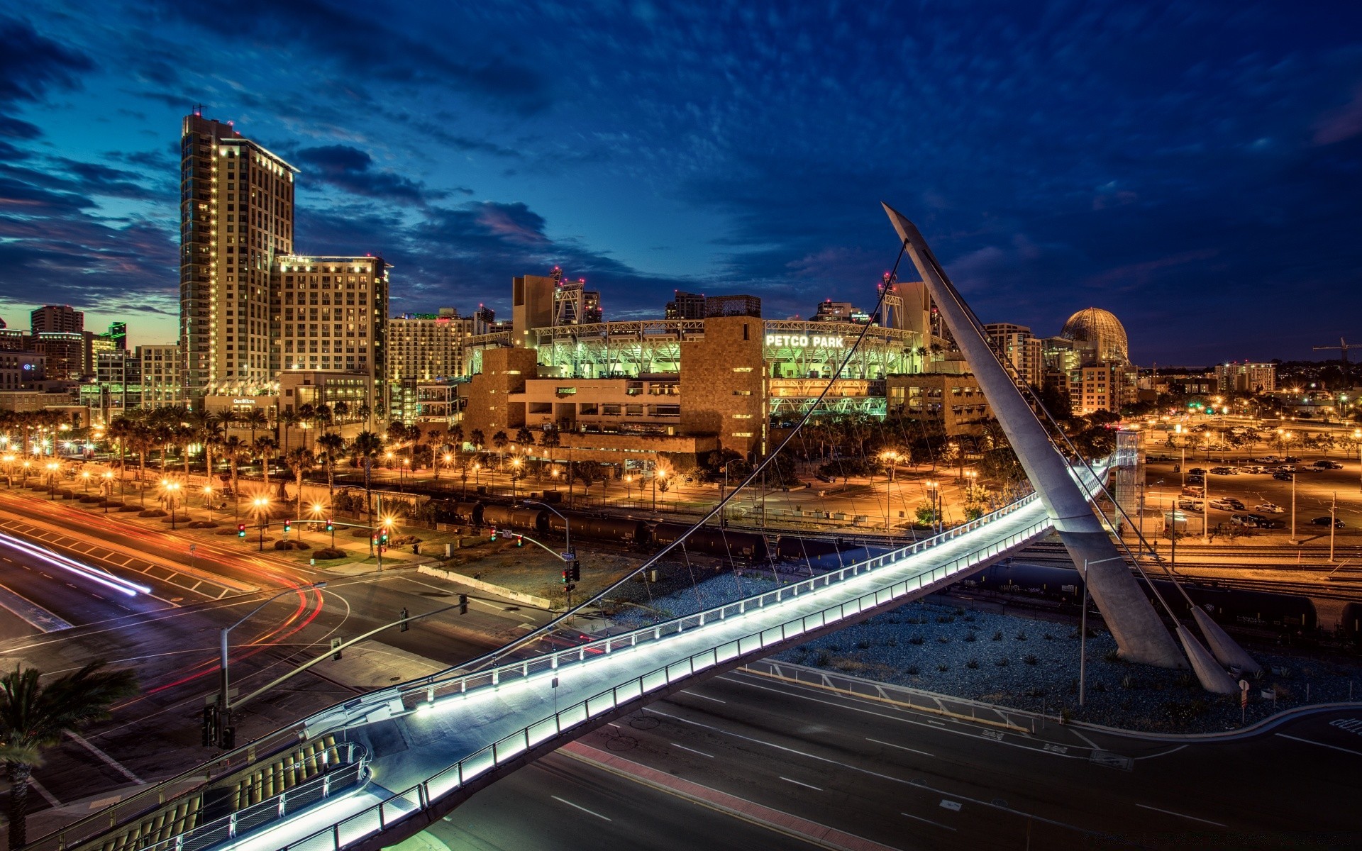 américa cidade estrada tráfego crepúsculo sistema de transporte estrada viagem arranha-céu noite cordas cidade casa ponte centro da cidade arquitetura urbano moderno carro borrão skyline