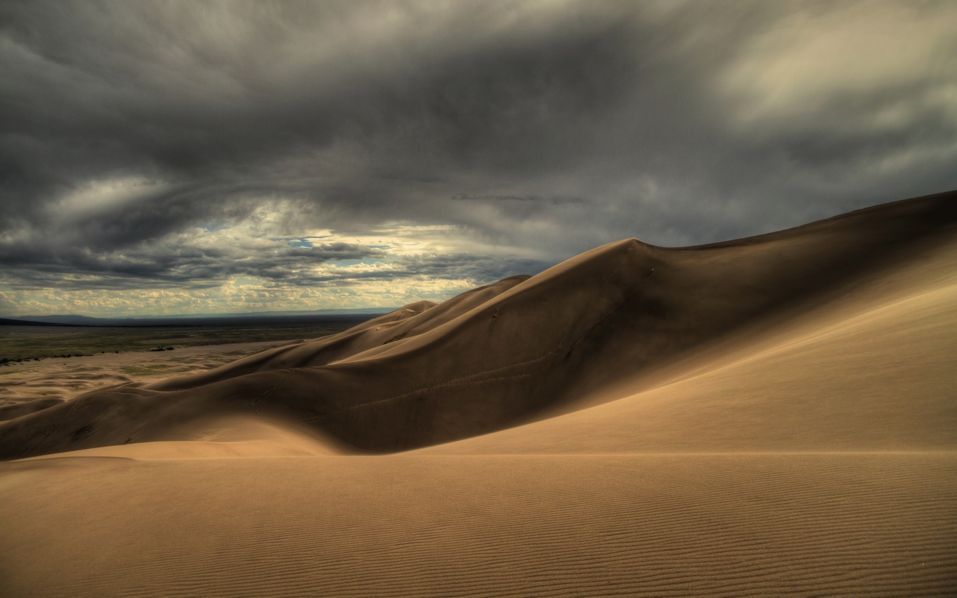 природа пустыня небо облака песок трава без смс