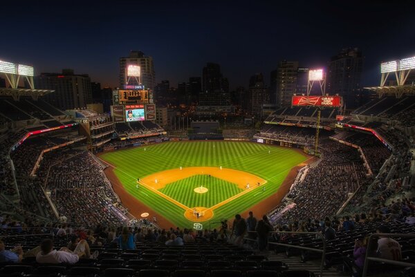 Baseball at the stadium, the fans are delighted