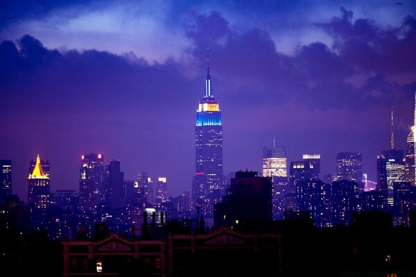 High-rise buildings of the night city