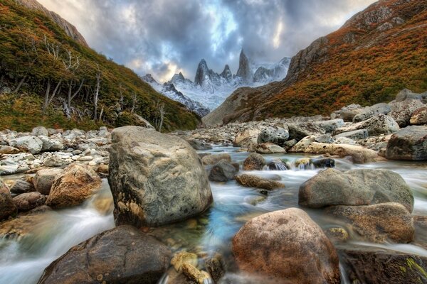 Mountain river with mountain view