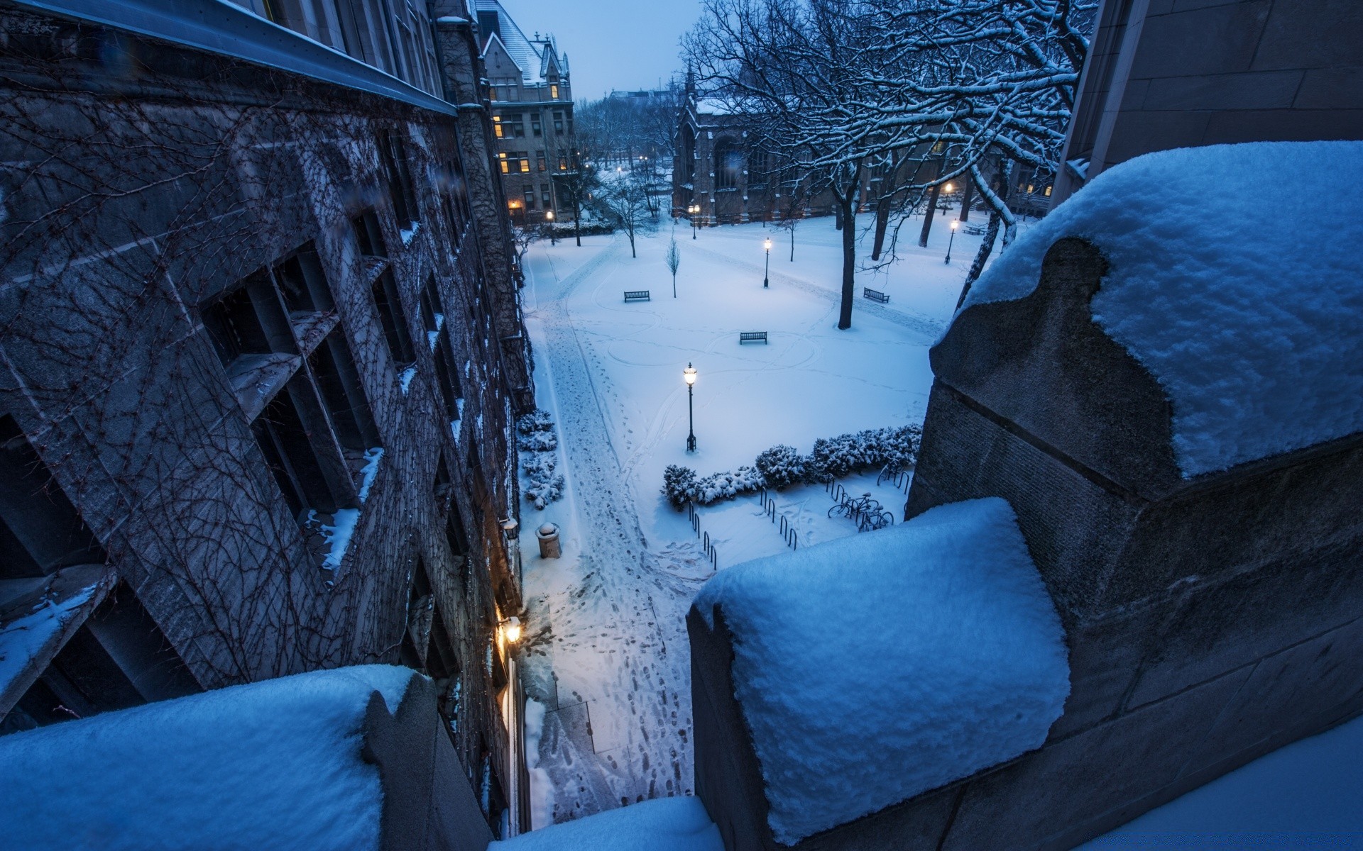 america winter snow cold light house christmas evening architecture city family travel hotel ice weather frost building frozen urban lamp