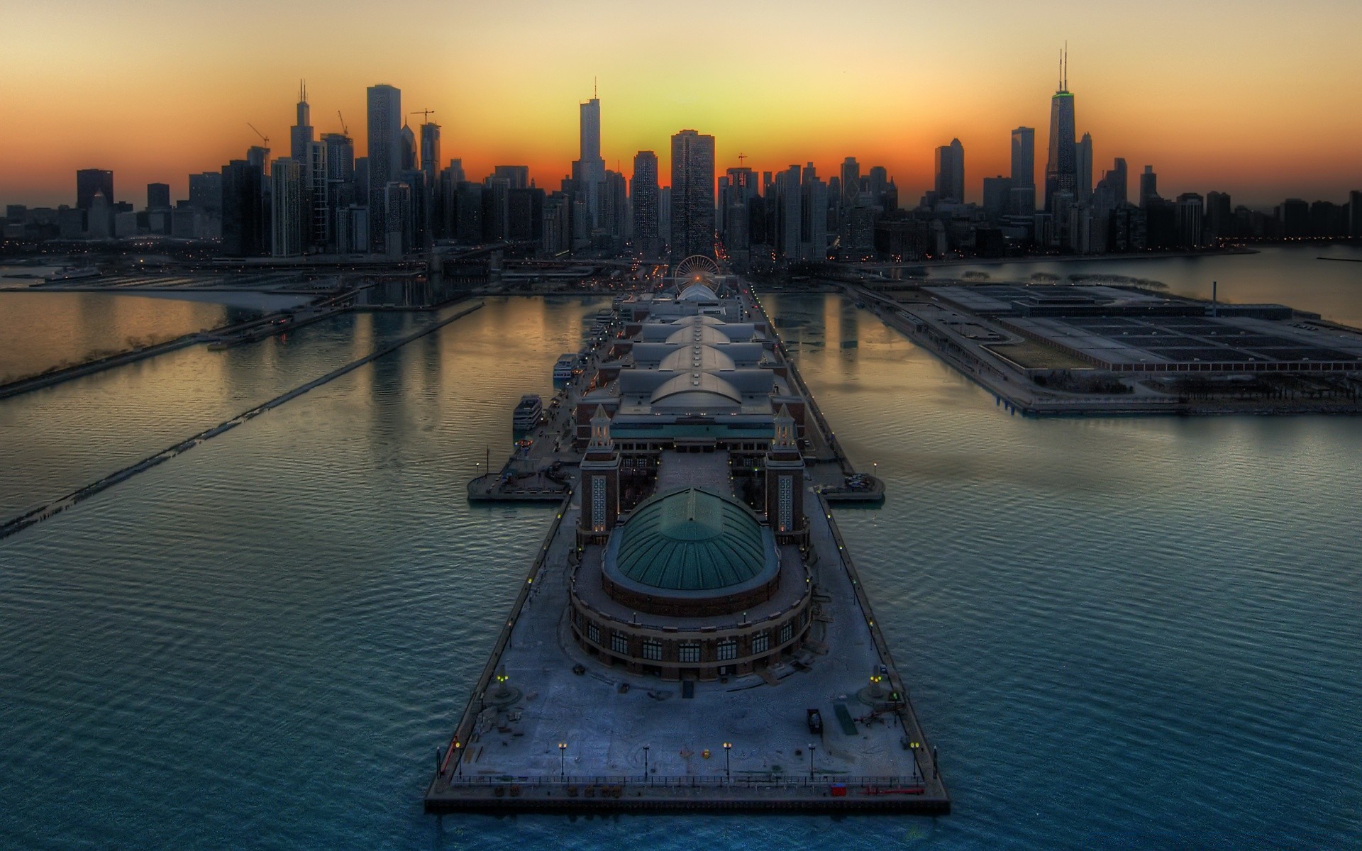 america water sunset river dawn city architecture bridge reflection travel evening pier cityscape skyline dusk harbor sky building urban light