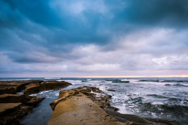 Cloudy sky over the seashore