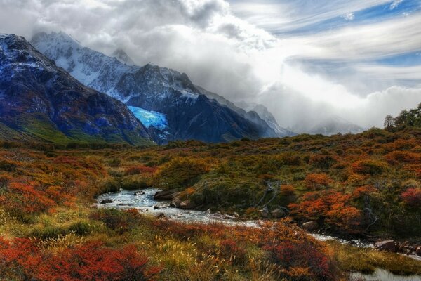 Cloudy sky in the mountains