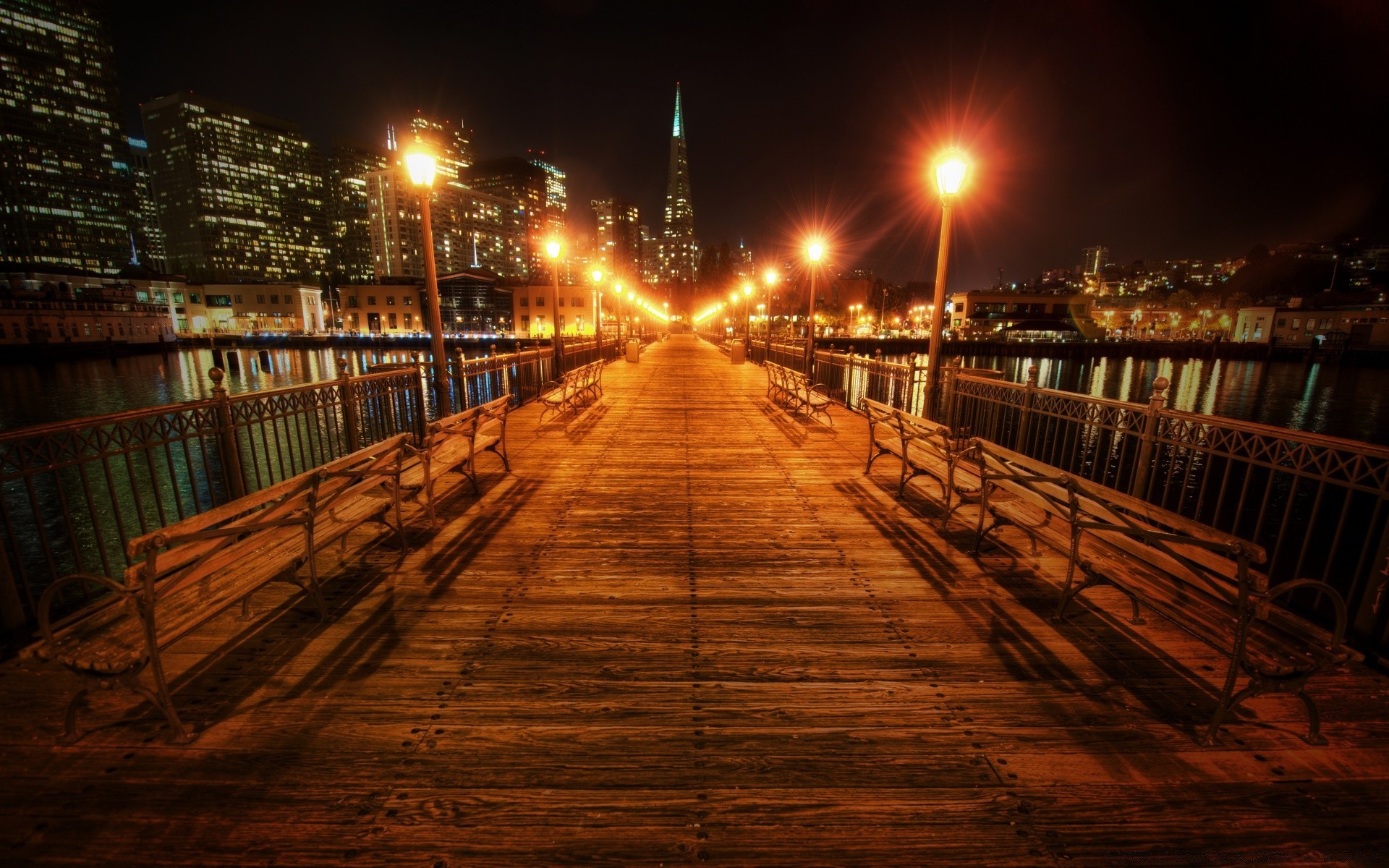 amerika wasser reisen sonnenuntergang stadt licht meer abend dämmerung straße brücke pier strand urban