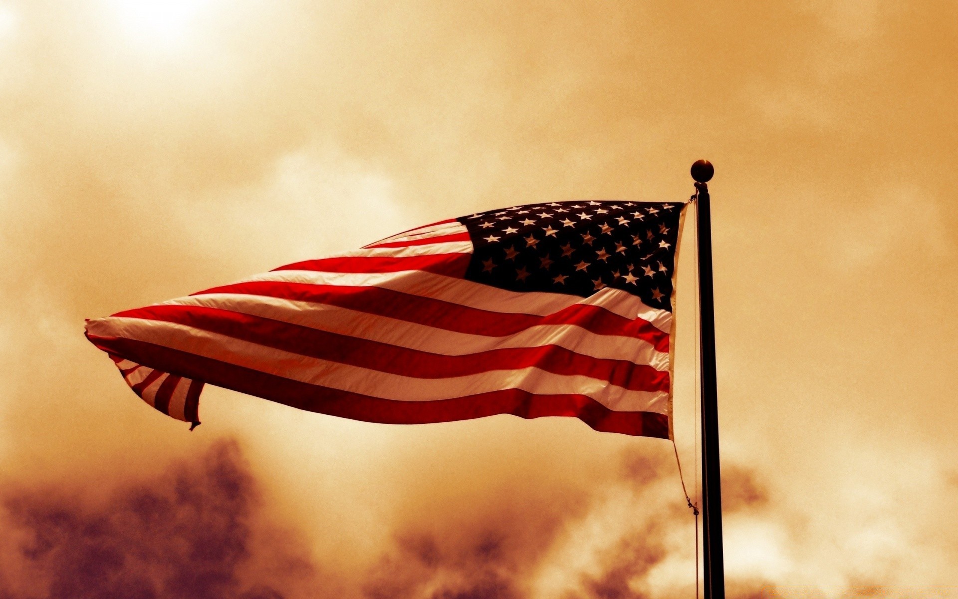 amérique drapeau vent patriotisme aube pays liberté bande coucher de soleil