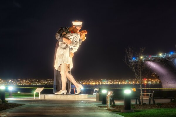 Photo of a sailor with a beautiful girl