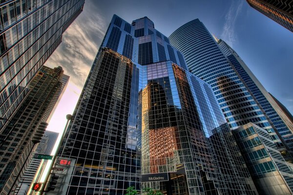 Skyscrapers and houses in America by day