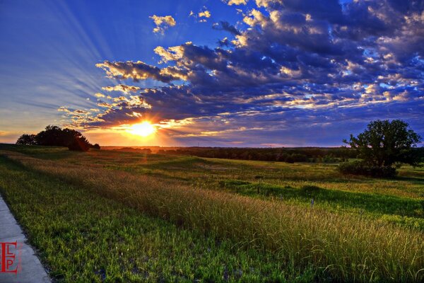 Landscape America sun, sky and sunset